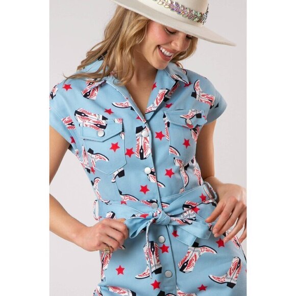 All Over Boots Print Romper - Picture 9 of 11